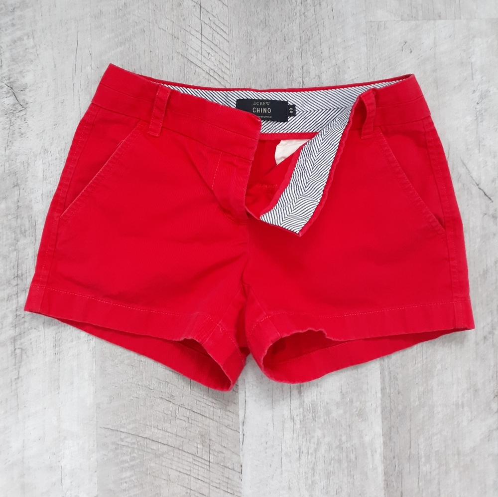 Red J Crew chino shorts, 00